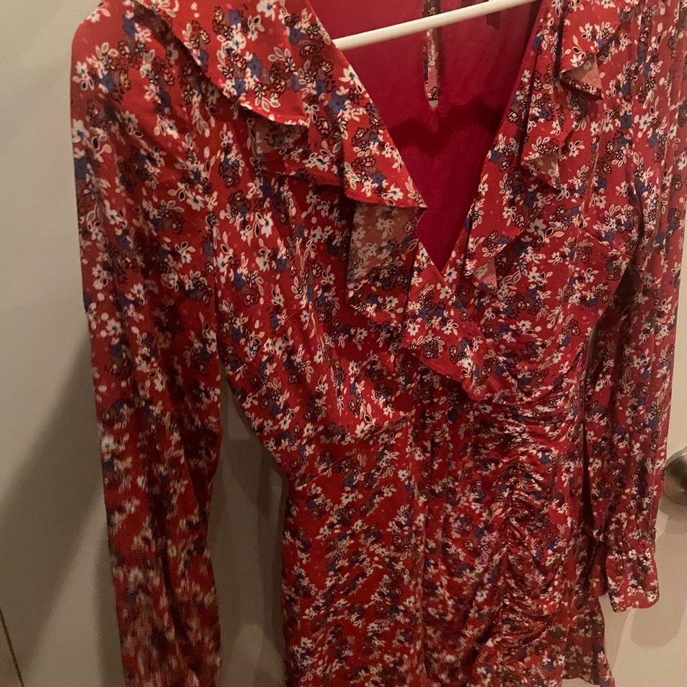 Lost + Wander mini Floral Ruffle Dress Flirty and Flowy Boho Chic Size XS EUC